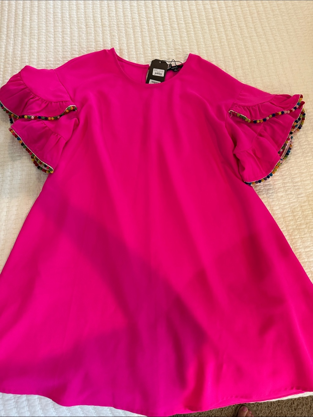 Women’s ' Bright Pink Ruffle Sleeve Dress
